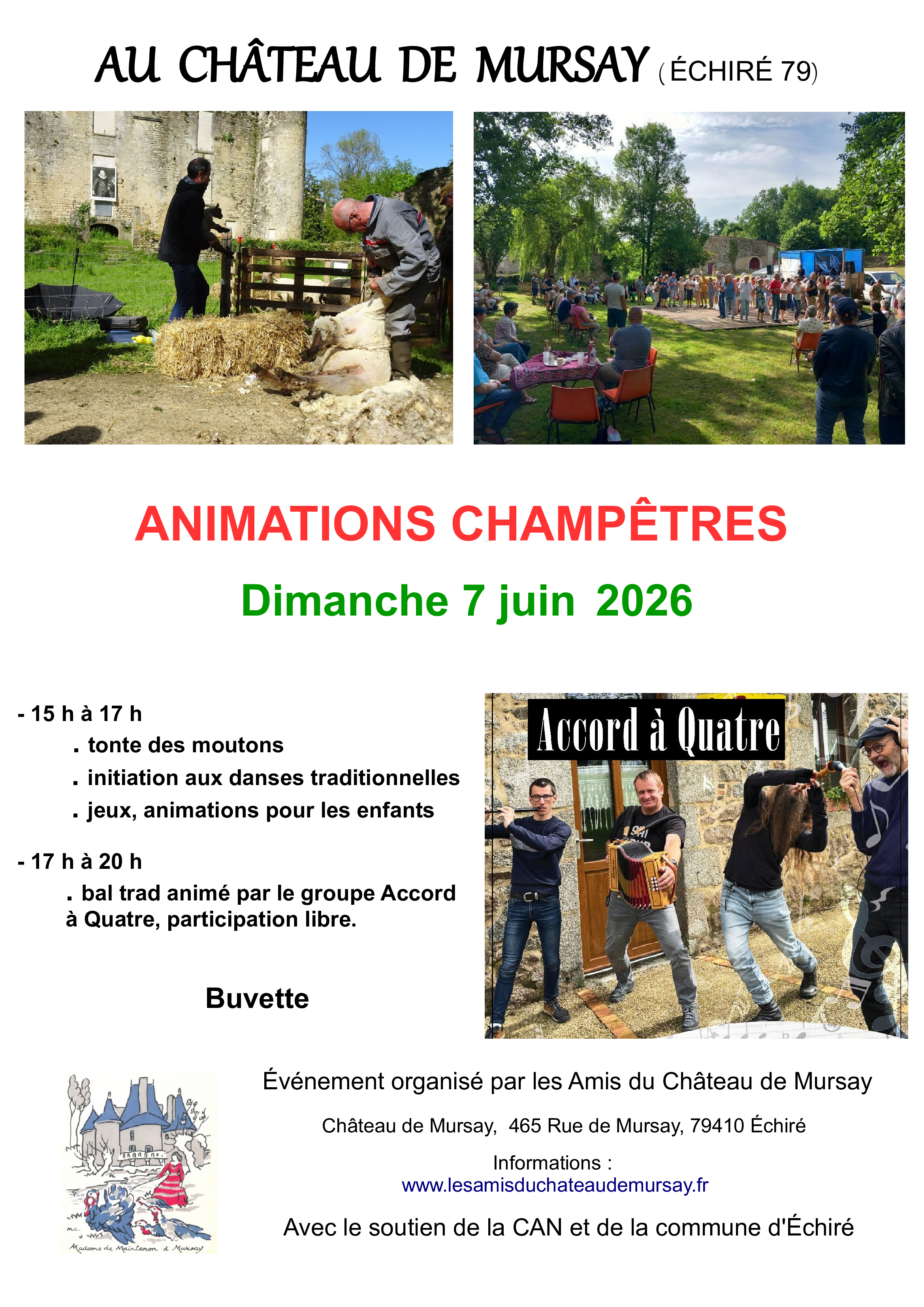 Affiche des Animations Champêtres au Château de Mursay – dimanche 7 juin 2026