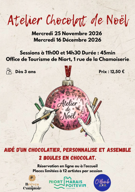 Affiche de l'Atelier Chocolat de Noël à Niort